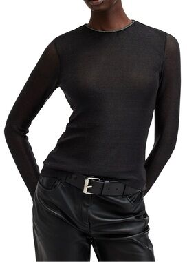 AllSaints Black Sheer Nora Sparkle Top